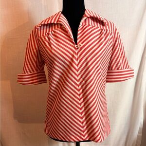 Vintage 70s Orange and White Striped Shirt
